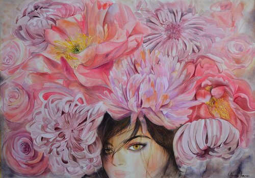 Flower Dreams "Aus den Augen der Muse" by Marina Kaiser, Painting for Sale on Select