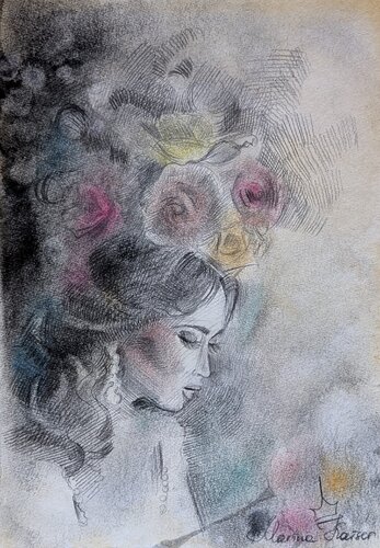 Bunte Rosen by Marina Kaiser, Drawing for Sale on Select
