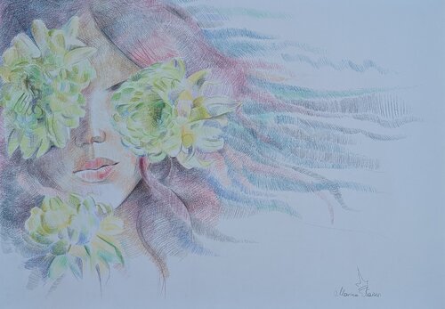 Chrysanthemen by Marina Kaiser, Drawing for Sale on Select