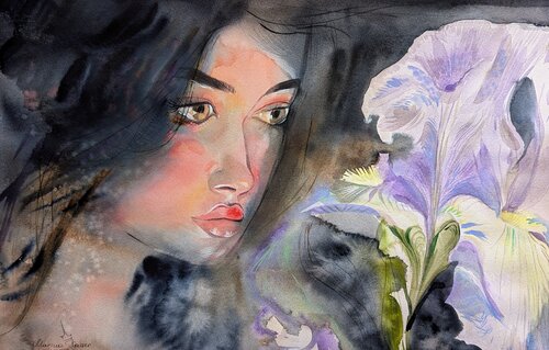 Die kleine lila Blüte by Marina Kaiser, Painting for Sale on Select
