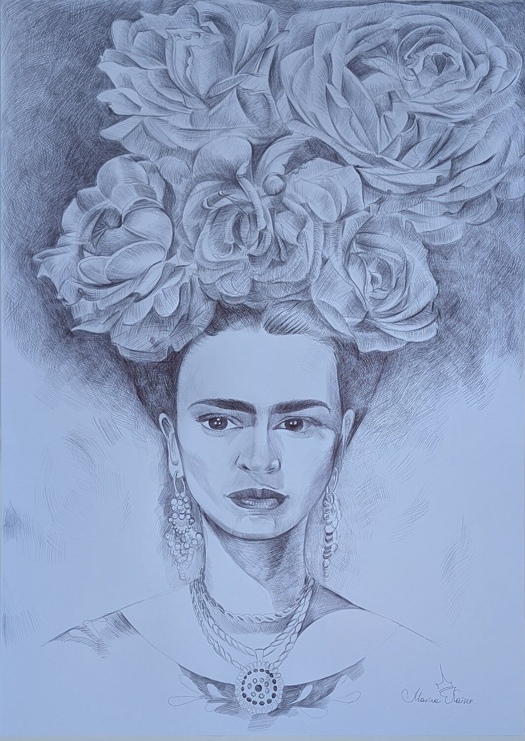 Frida Kahlo Marina Kaiser Drawing for sale