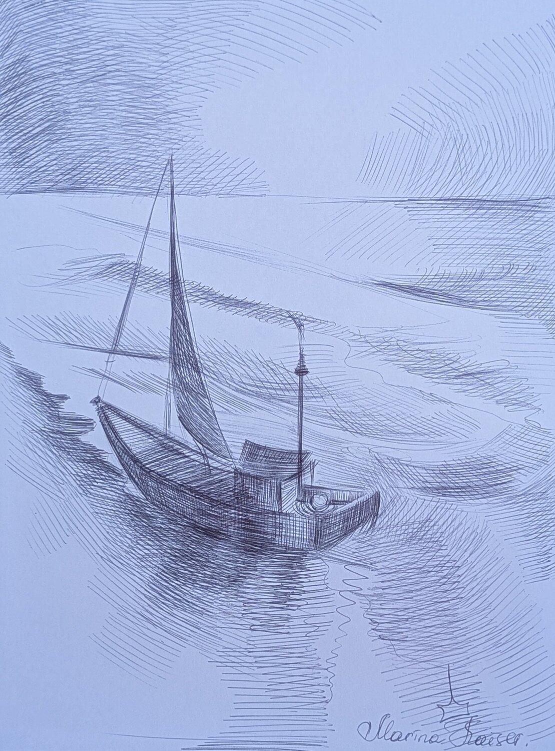 Am Abend Marina Kaiser Drawing for sale