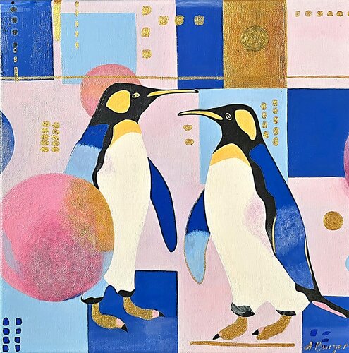 Olympic Penguins by Anna Burger, Painting for Sale on Select
