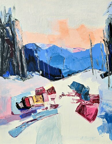 Evening Glow Over Hochschwab by Anna Burger, Painting for Sale on Select