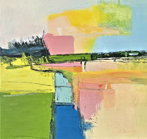Apricot Blossom in Wachau by Anna Burger, Painting for Sale on Select