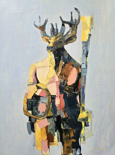 Cernunnos: Golden God of Hallstatt by Anna Burger, Painting for Sale on Select