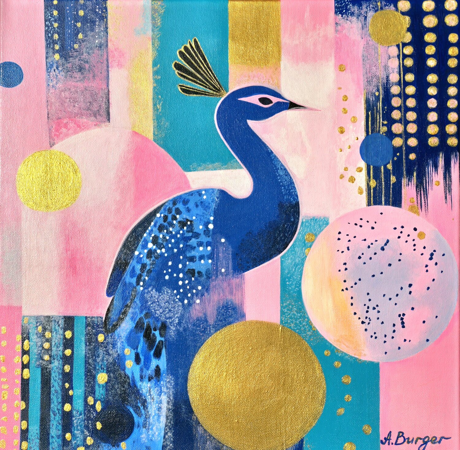 Olympic Peacock Anna Burger Original painting for sale
