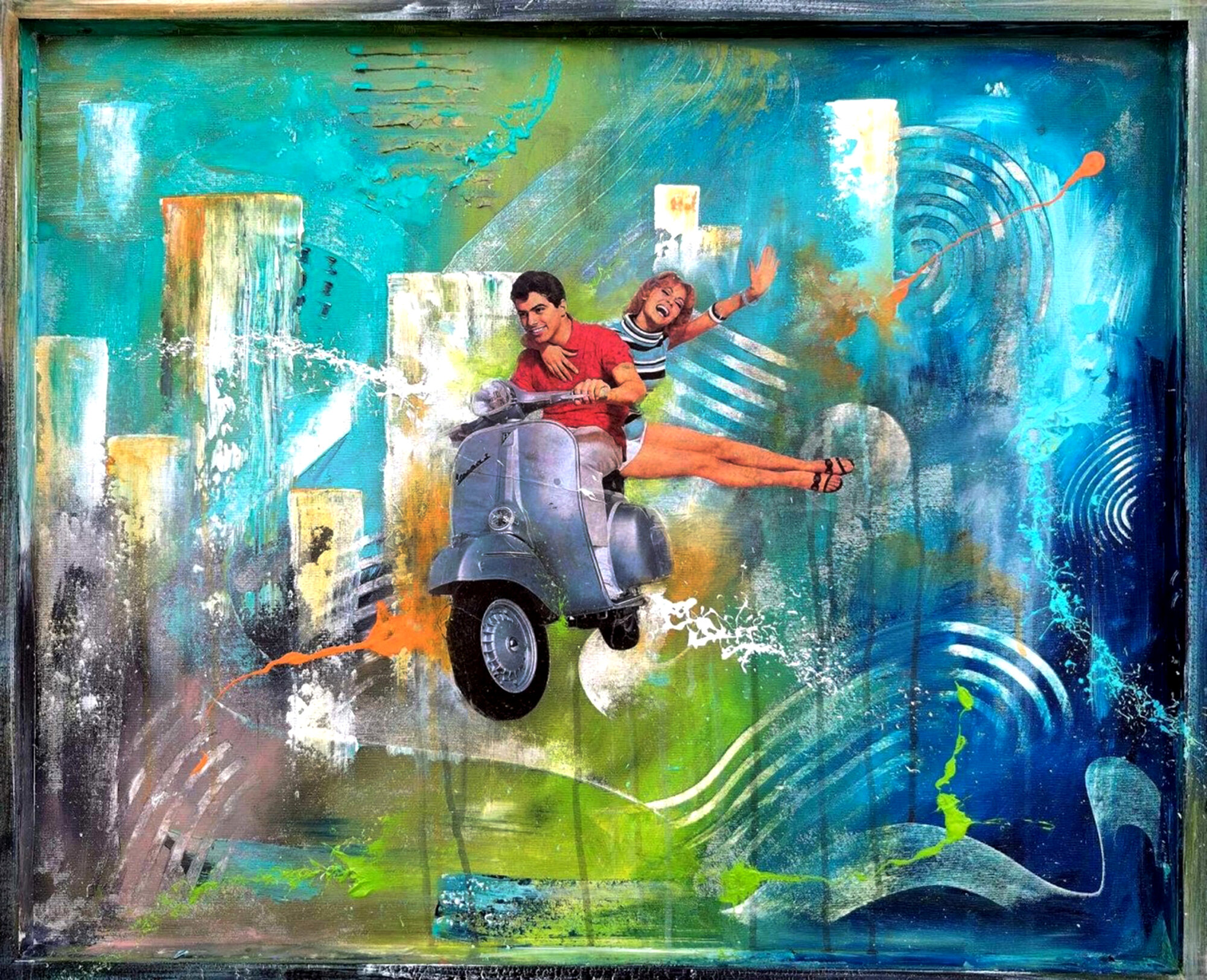 Vespa in Love - Urban Luxury Pop Art Painting by Luca La Marca
