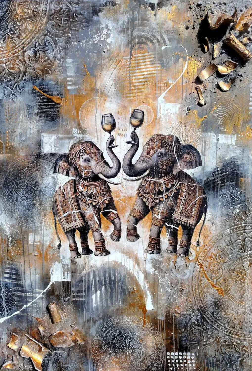 Celebration in Balance - Urban Luxury Pop Art Painting by Luca La Marca Luca La Marca Original painting for sale