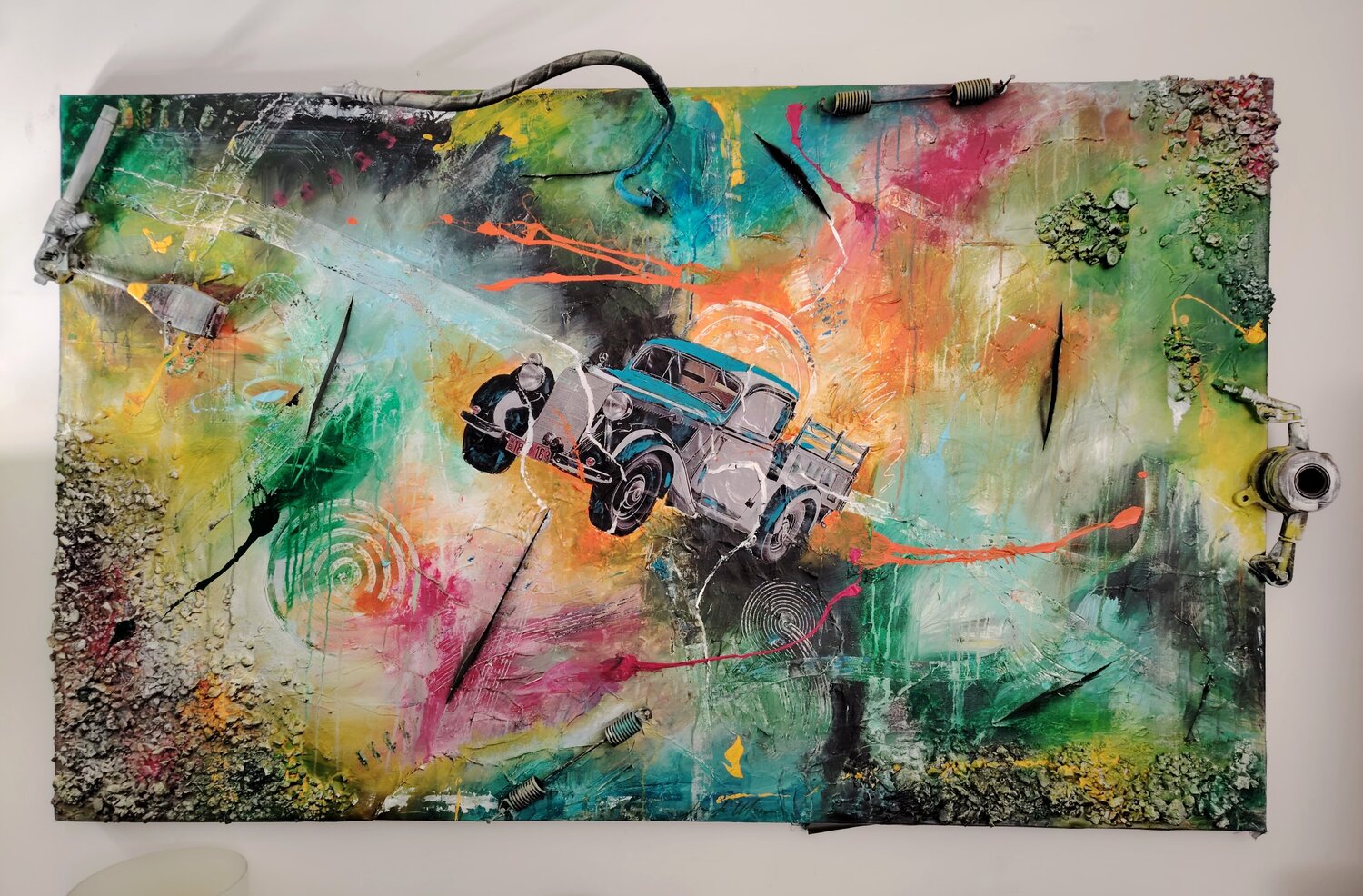 Mercedes Vintage - Urban Luxury Pop Art Painting by Luca La Marca Luca La Marca Original painting for sale
