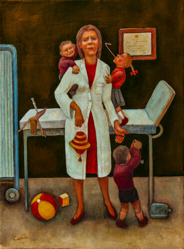 La pediatra. by Nunzio Capece, Painting for Sale on Select