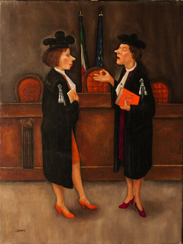 Le avvocatesse. by Nunzio Capece, Painting for Sale on Select