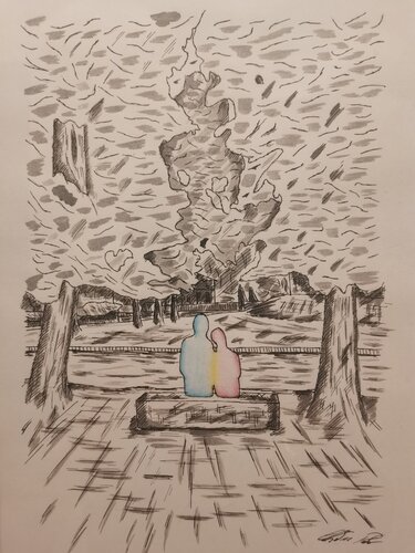 La panchina dell'amore by Christian Penta, Drawing for Sale on Select