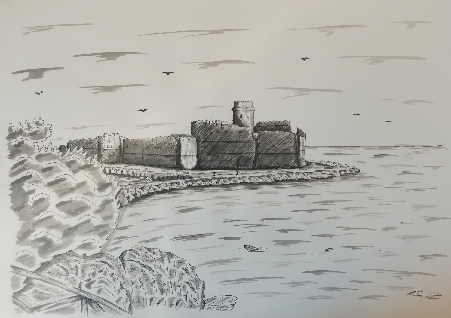 Le Castella Christian Penta Drawing for sale