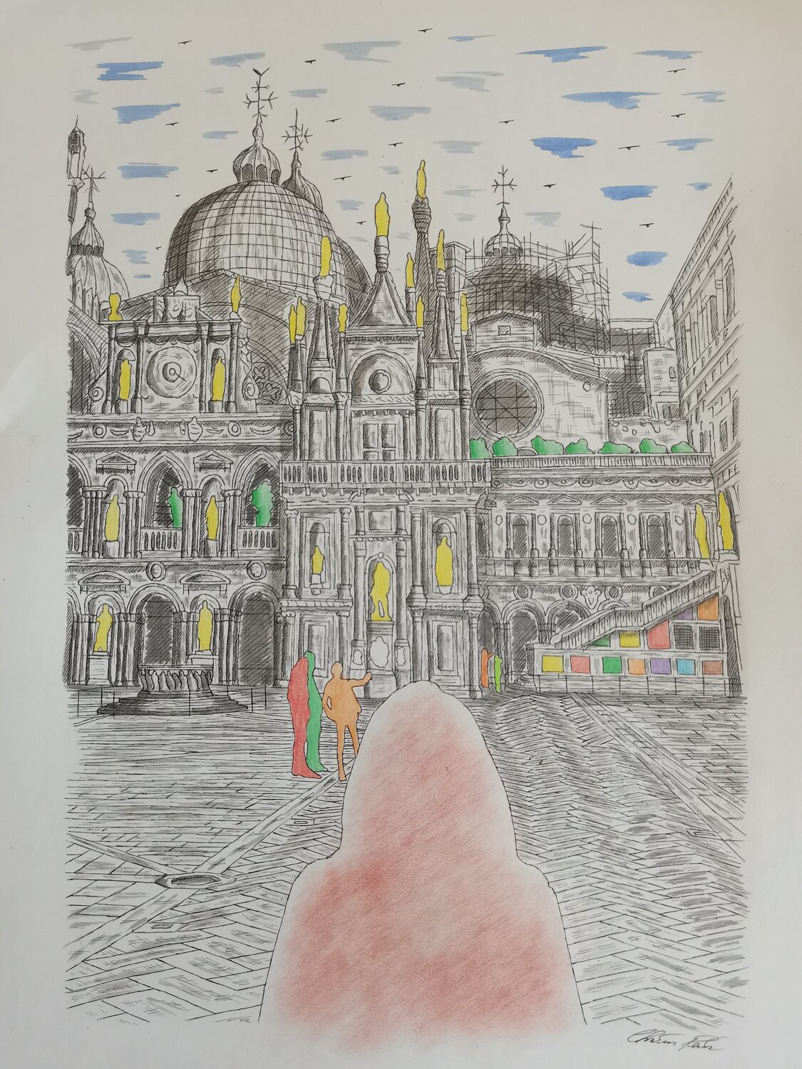 L'Ammirazione Christian Penta Drawing for sale