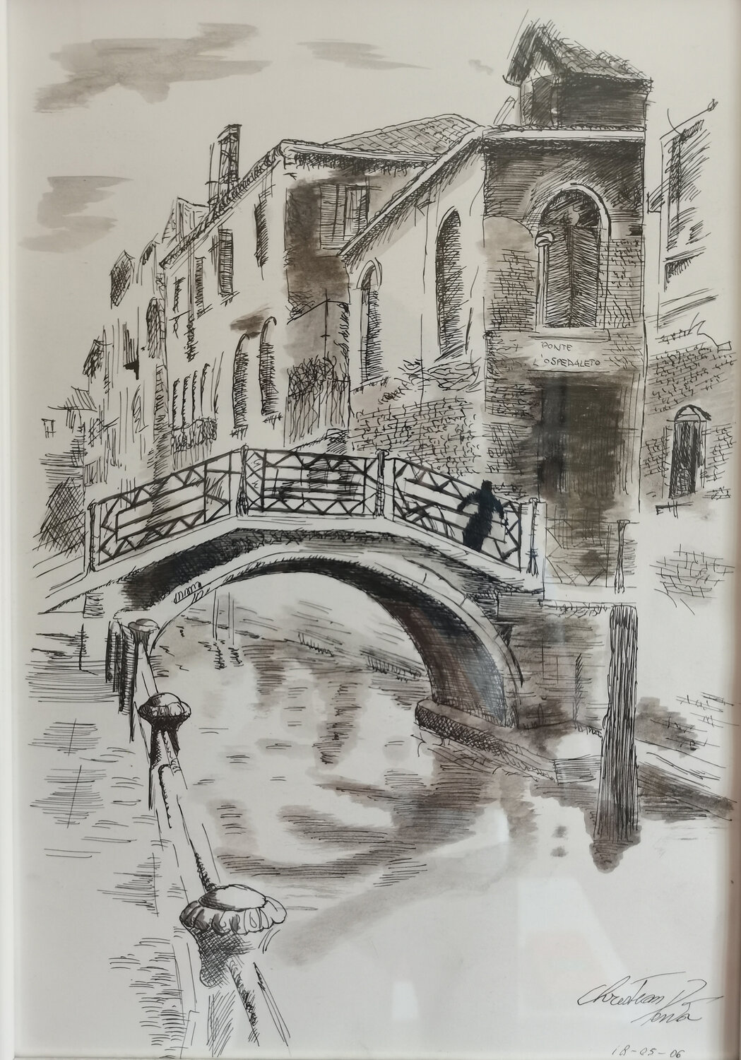Per le vie di Venezia Christian Penta Drawing for sale