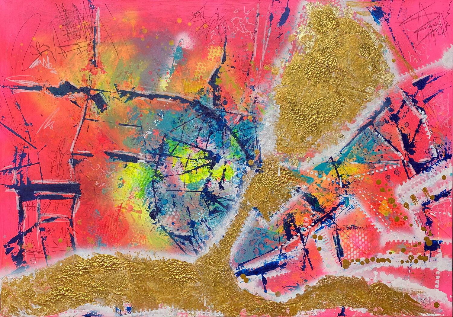 NULLVIERNULL - abstract Hamburg city map Sophie Friederichs Original painting for sale