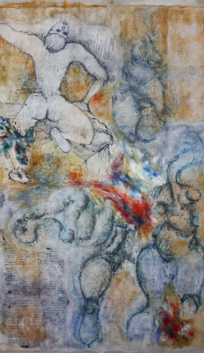 L'Homme qui tombe Lucile Travert Original painting for sale