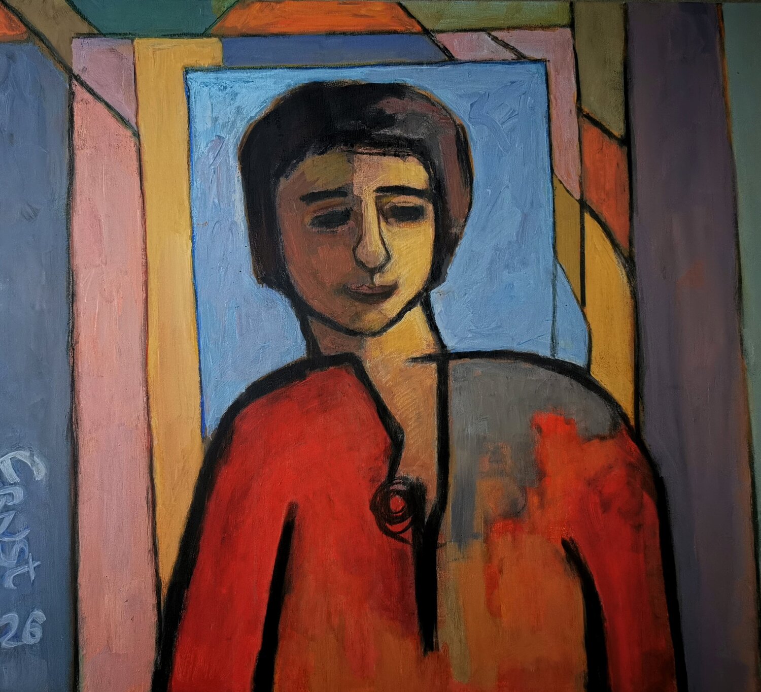 Figur im Rahmen Ernst Wieltschnig Original painting for sale