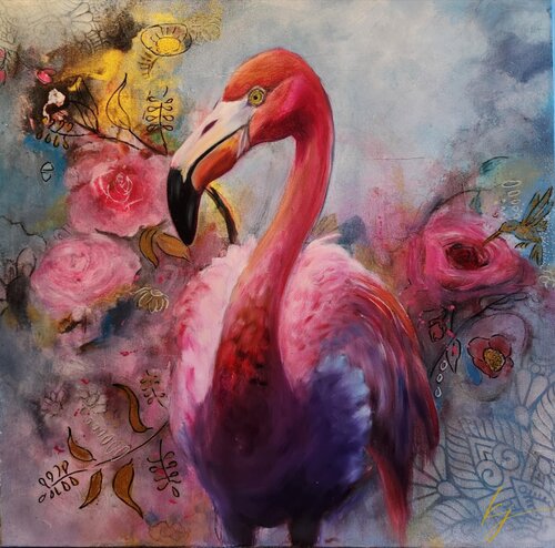 Flaming'Garden by Karine Jeuffroy, Painting for Sale on Select