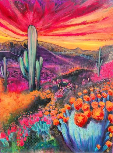 Dans la Vie il y a des Cactus by Karine Jeuffroy, Painting for Sale on Select
