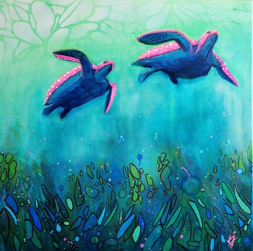 The Rise of the Turtlettes by Karine Jeuffroy, Painting for Sale on Select