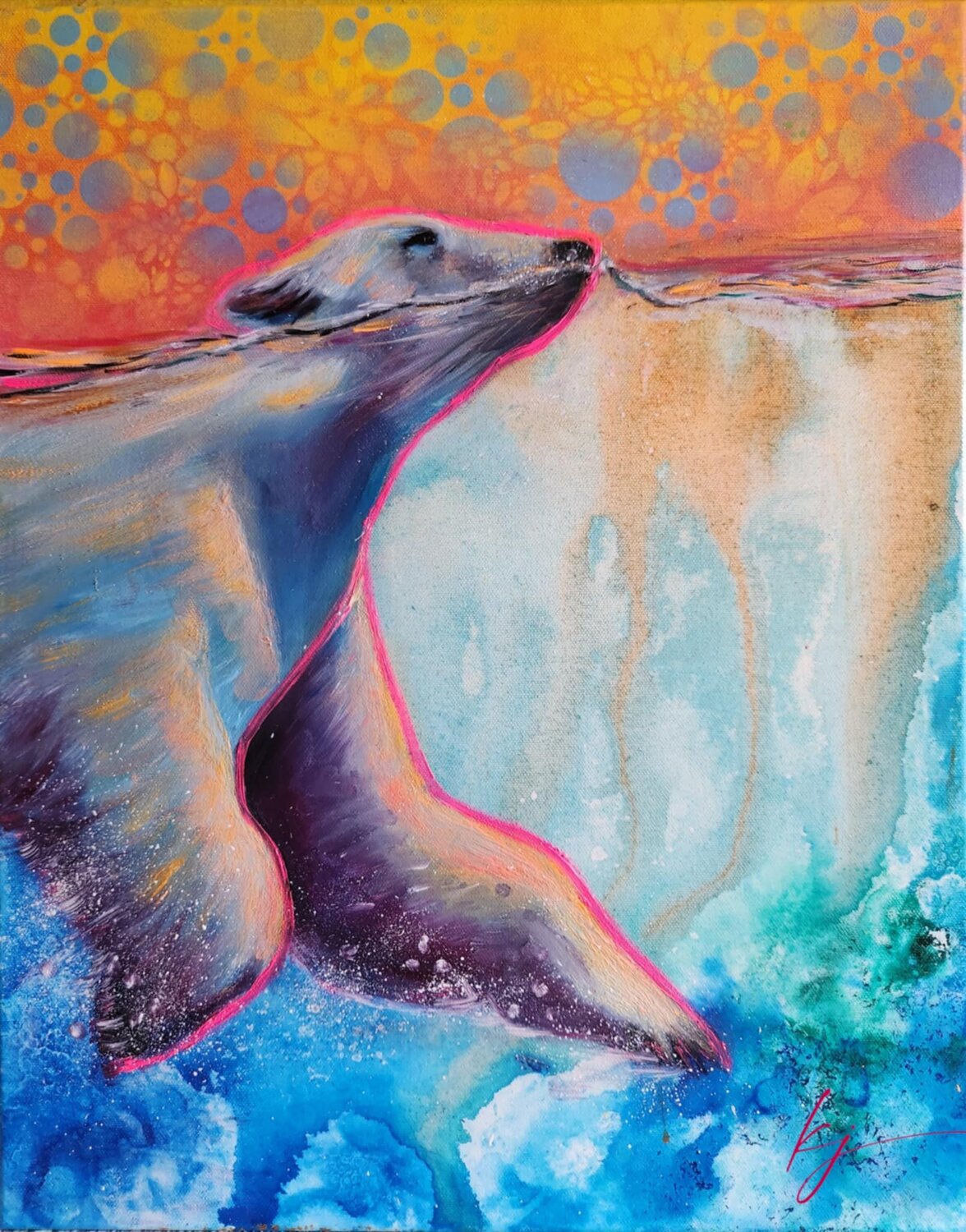 Morning Swim Karine Jeuffroy Original painting for sale