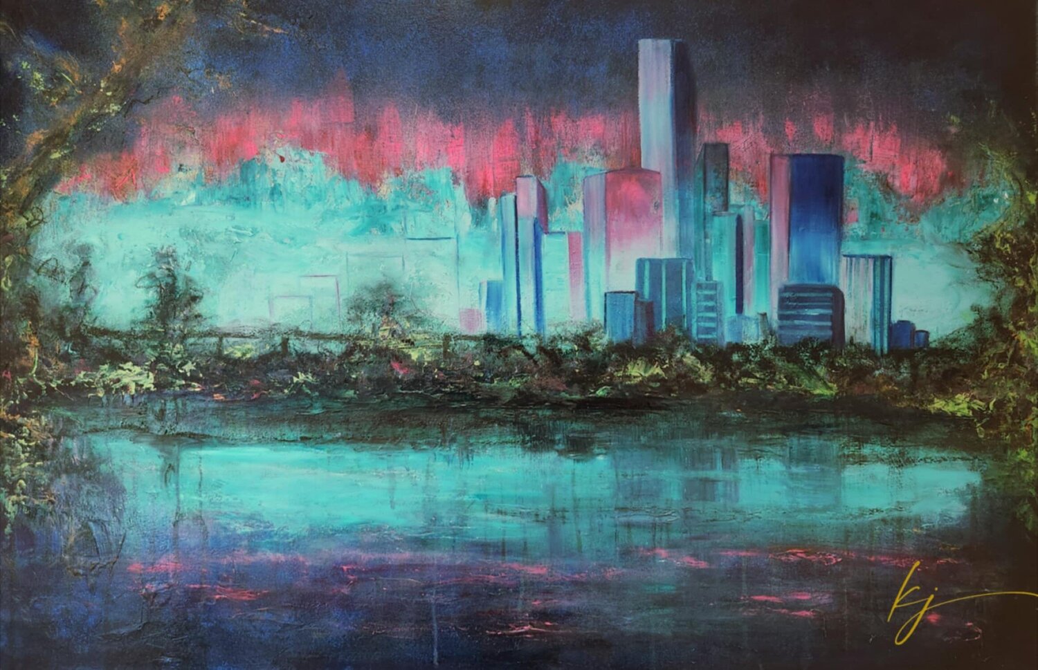 The Luminous City Karine Jeuffroy Original painting for sale