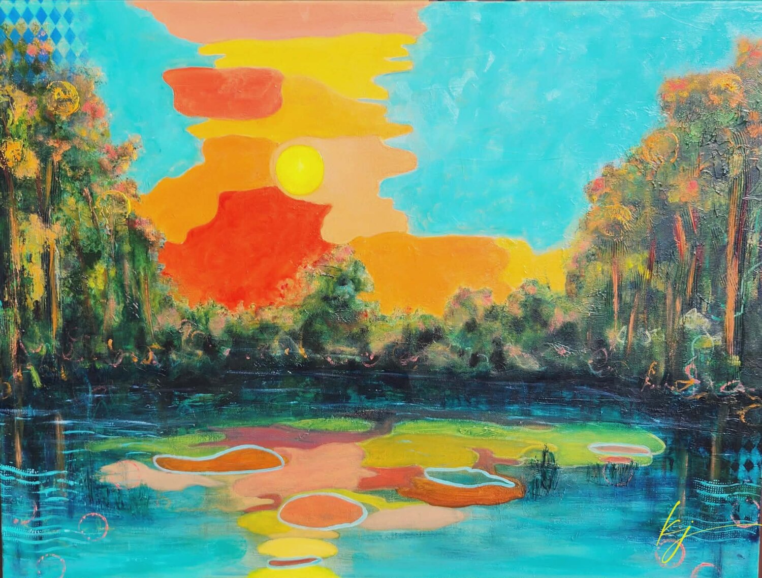 The Day the Sky remembered Colour Karine Jeuffroy Original painting for sale