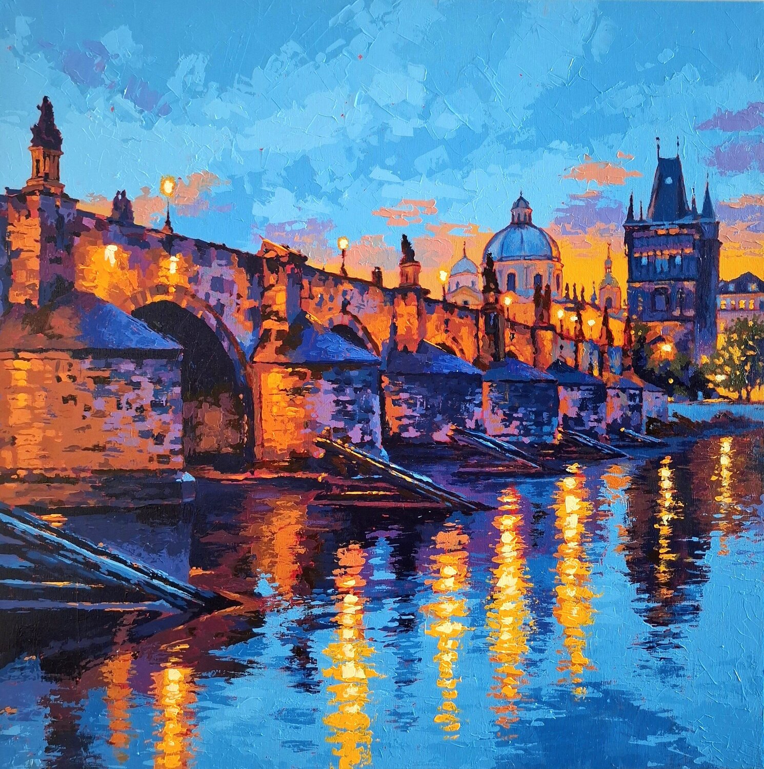 Prague's Charles Bridge Petr Seda Original painting for sale