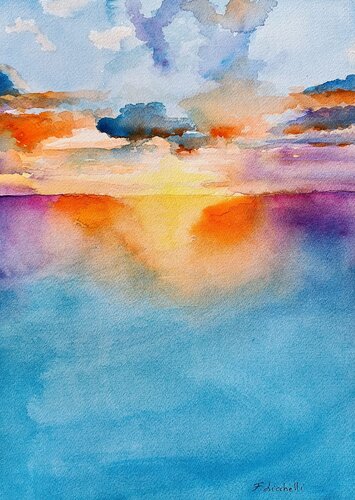 Sunset Over the Sea von Francesca Licchelli, Malerei kaufen auf Select