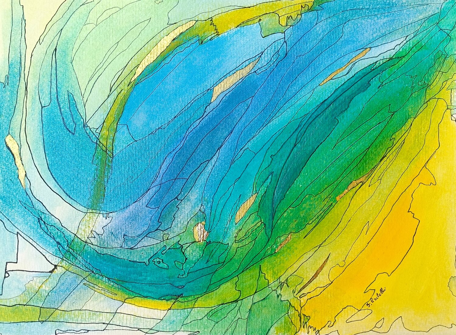 Blue and Yellow Francesca Licchelli Original painting for sale