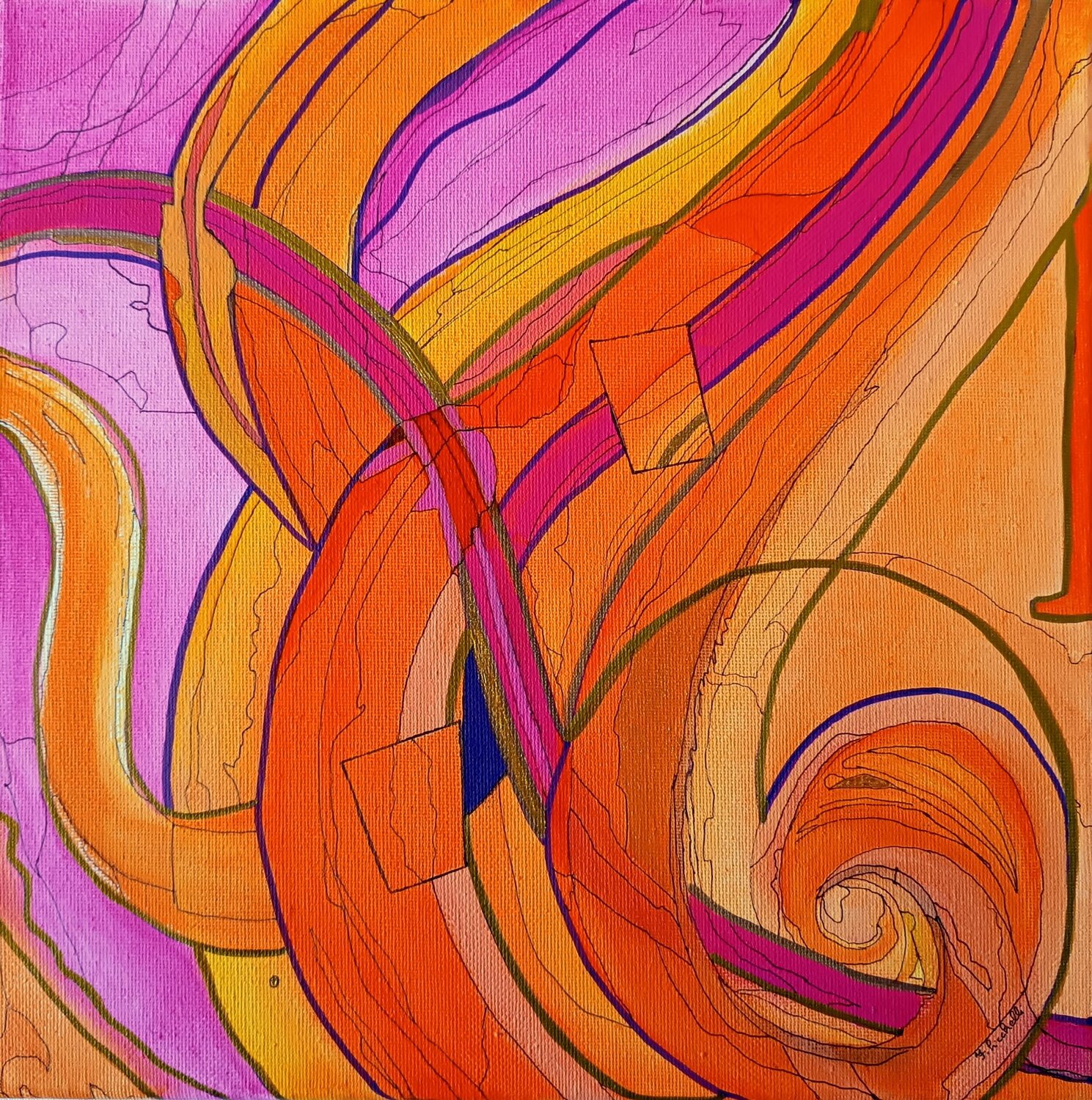 Orange and Pink Francesca Licchelli Original painting for sale