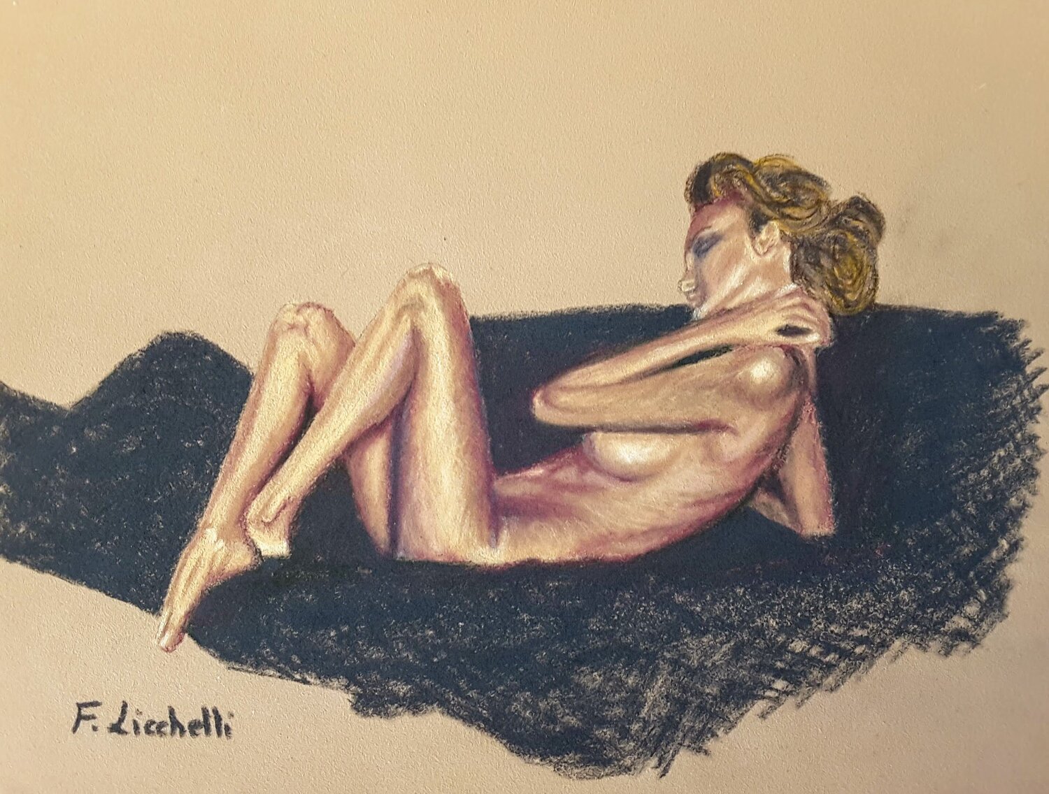 Reclining Nude Francesca Licchelli Drawing for sale