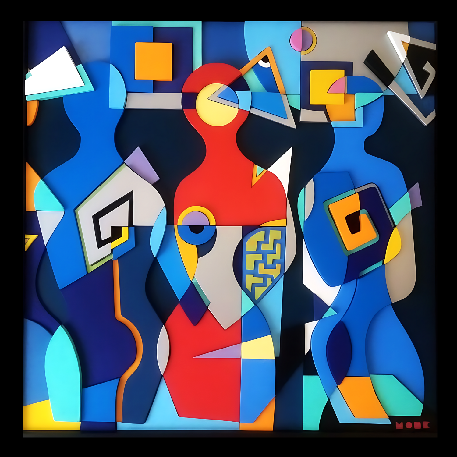 Figure e Geometrie MONK -Sangiorgio Original painting for sale