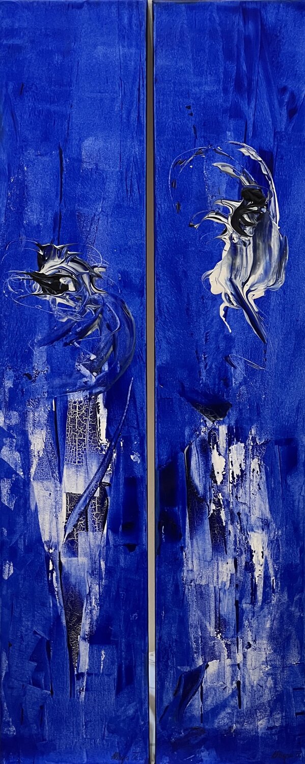 Der Abflug und der Fallschirmsprung Allegra Wagner Original painting for sale