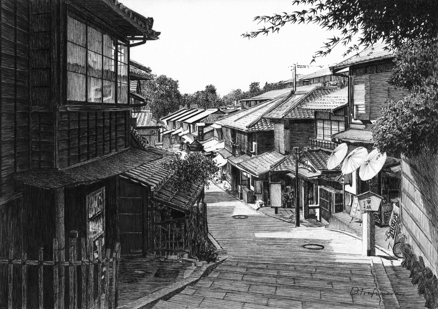 View over Ninenzaka Oksana Trofimova Drawing for sale