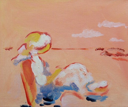 Belle à la plage by Marie France De La Cochetiere, Painting for Sale on Select