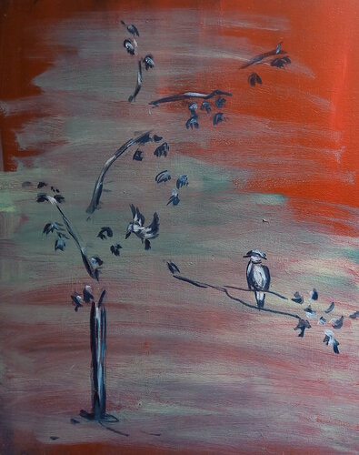 Oiseaux sur la branche by Marie France De La Cochetiere, Painting for Sale on Select