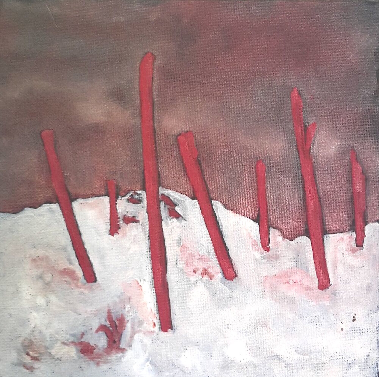 Piquets rouges Marie France De La Cochetiere Original painting for sale