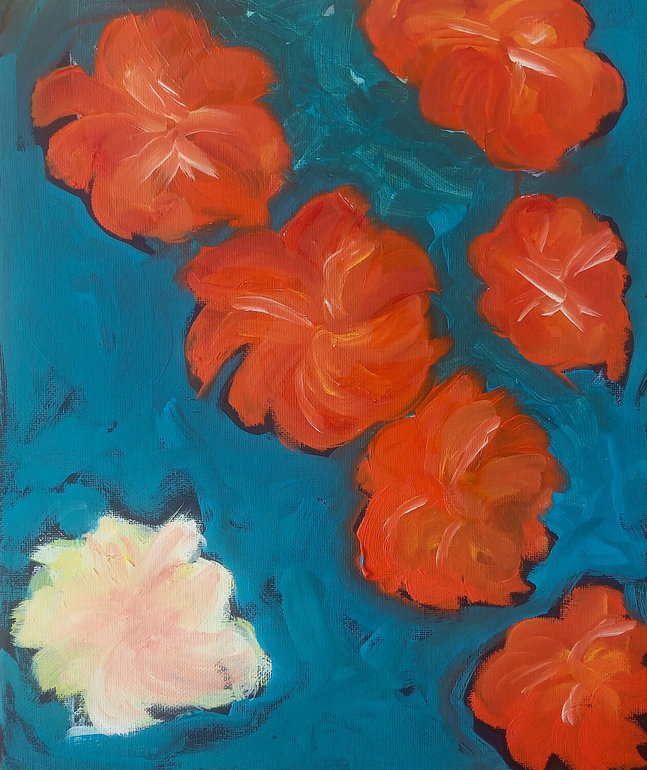 Ondée sur les fleurs Marie France De La Cochetiere Original painting for sale