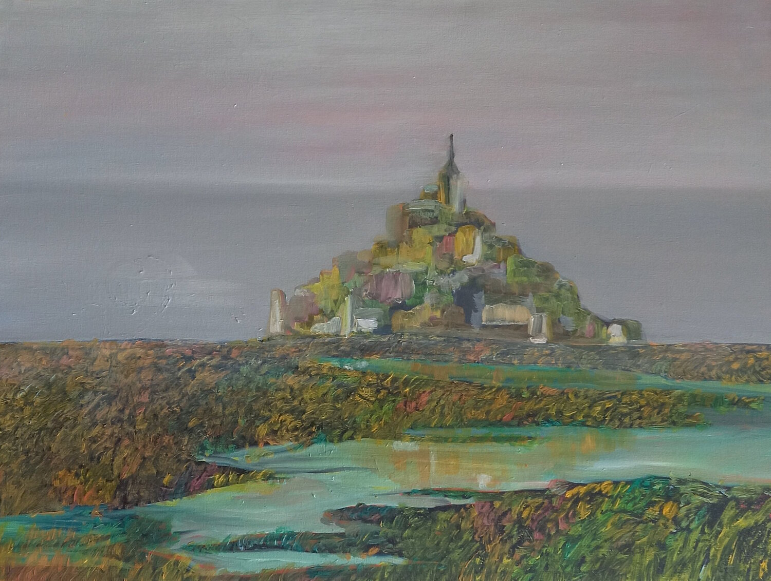 Le Mont lointain Marie France De La Cochetiere Original painting for sale