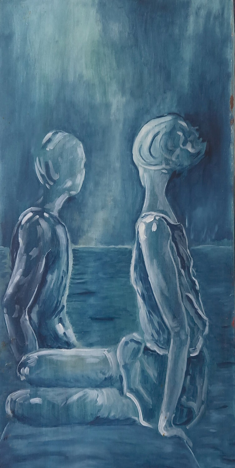 Soirée partagée Marie France De La Cochetiere Original painting for sale