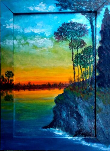 Promontorio al tramonto by Silvano Crespi, Painting for Sale on Select