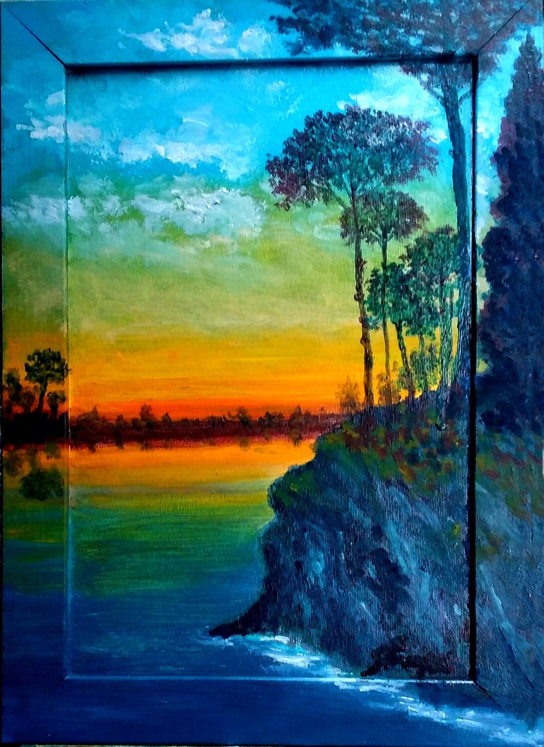 Promontorio al tramonto Silvano Crespi Original painting for sale
