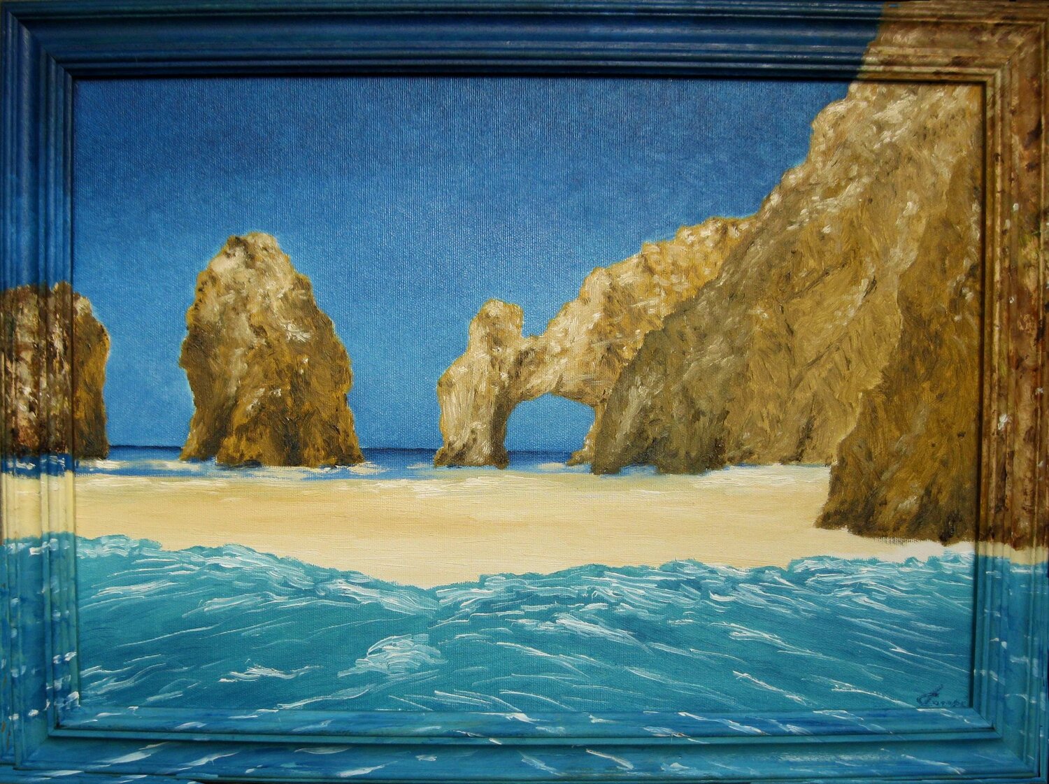 La lunga spiaggia dorata Silvano Crespi Original painting for sale