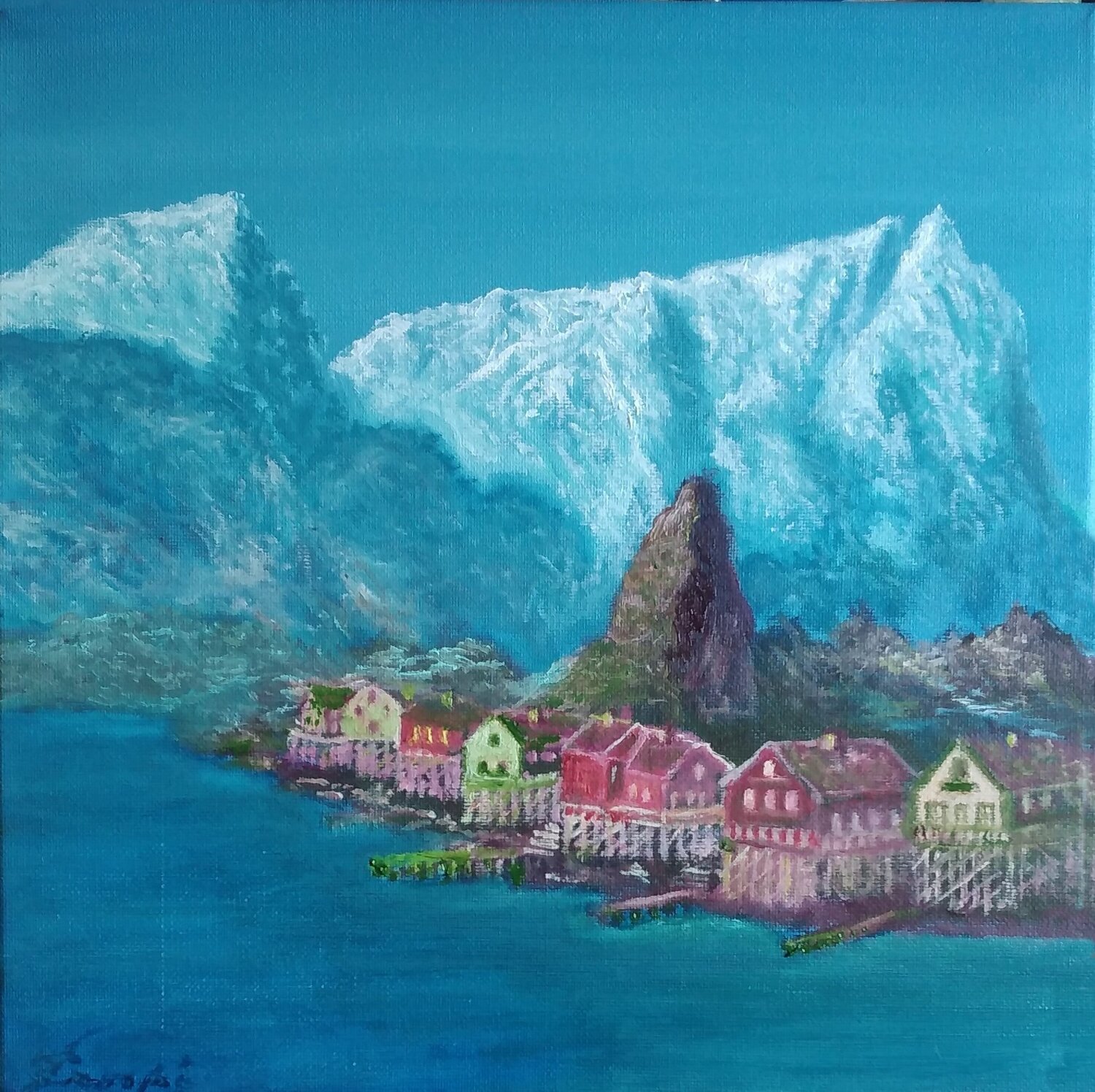 Isole Lofoten Silvano Crespi Original painting for sale