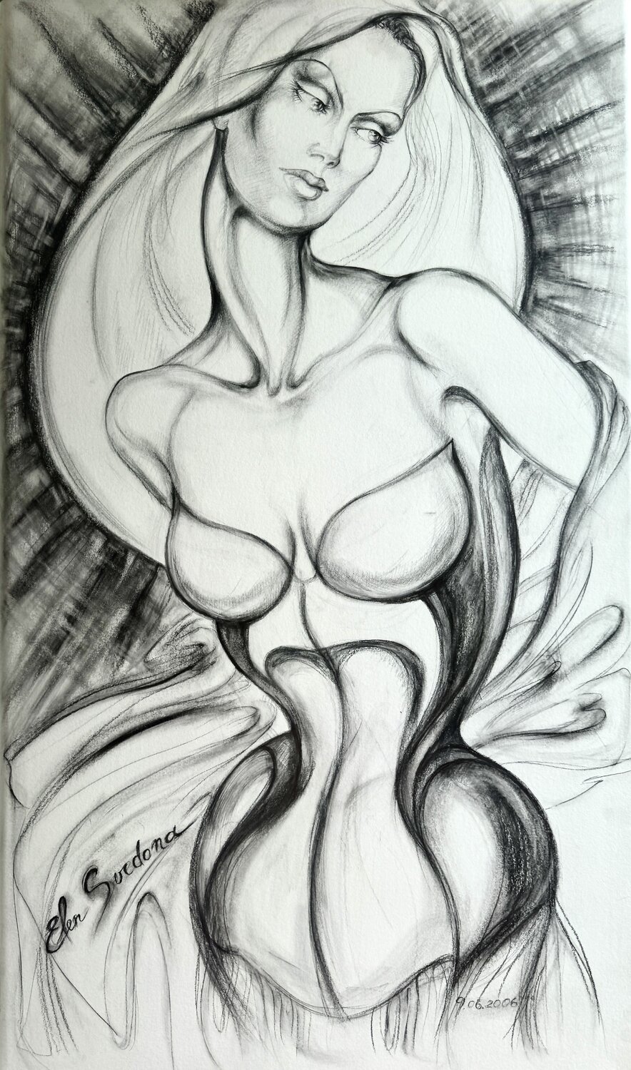 AGIA - moderne MADONNA Elen Svedona Drawing for sale