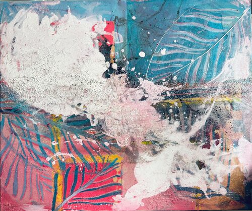 Pink Palms by Simone Berrer-Haydvogl, Painting for Sale on Select