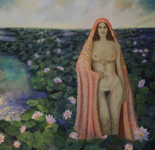 Queen of the Lotus Fields by Damian Ebejer, Painting for Sale on Select